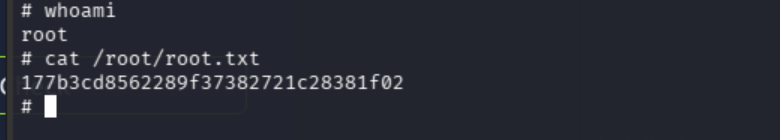 root.txt flag 177b3cd8562289f37382721c28381f02